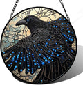 Stained Glass Window Hanging - Black Crow Big Wings Suncatcher for Doors Garden Patio Bird Sun Catchers Decor Christmas Mother's Day Birthday Gifts for Women Men Mom Nana Friend 6.3 in