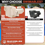 Swimables 011513 WhisperFlo 1 HP Single Speed Pool Pump - High Performance Premium WhisperFlo Pool Pumps Replacement - Quiet, Energy Efficient 1 HP Inground Pool Pump for Long-Lasting Power