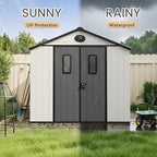 8 x 6 FT Plastic Outdoor Storage Shed with Floor,Garden Resin Shed with Window and Lockable Door, Outside Sheds for Bike, Garbage Can, Tool