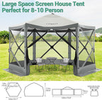 COBIZI 12x12ft Pop up Gazebo on Clearance Screen Canopy Tent for Camping, Camping Outdoor Screened Gazebo with Sidewalls, Portable Hub with Carrying Bag and Ground Stakes, Grey(Upgraded 2.0)