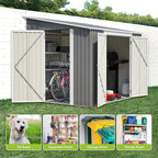 6x8FT Lean to Shed Metal Outdoor Storage Sheds with Floor Frame,Large Tool&Lawn Mower Shed with Two Lockable Doors for Garden Backyard Patio Storage,Outside Waterproof Storage Shed
