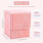 Magic Card Deck Box for MTG Single Deck Card Box fits 100+ TCG Sleeved Cards Soft Leather Card Box Top loading Card Boxes Magic Gift for MTG TCG CCG (Vertical,Pink)