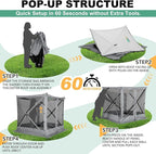 COBIZI 6x6 Pop up Gazebo Tent, Ez up Waterproof Screen Tent Screen House, Portable Outdoor Canopy Sun Shelter with Carry Bag & Ground Stakes for Camping, Garden and Picnics, Gray(Upgraded 2.0)