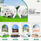 COBIZI 10x30 Pop Up Canopy with Sidewalls 10x30 Party Tent Outdoor Wedding Event Canopies for Parties UPF 50+ Windproof Waterproof Gazebo with Air Vent, Wheeled Bag, Sandbag, Stake, Rope, White
