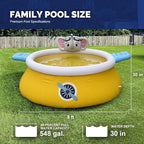 DIMAR GARDEN 8ft x 30in Inflatable Swimming Spray Pool, Outdoor Round Air Top Ring Elephant Pools