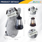 Solar Dog Garden Statue with Lantern Light – 9.2in Outdoor Dog Figurine for Yard Patio Garden Decor, Cute Memorial Gift for Women Mom