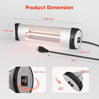 Outdoor Heater for Patio, 1500W Wall-Mounted Heater, Patio Heaters for Outdoor Use, 24H Timer, Waterproof, Carbon Fiber Tube, for Backyard Gazebo Garage Black