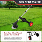 ALSO GO 21V Electric Cordless Weed Wacker, 3-in-1 Weed Eater with 2-Battery Powered, Lawn Mower/Grass Trimmer/Lawn Edger with 3 Types Blades, Stringless Grass Wacker with Wheels (2 Battery Include)