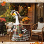 Suzile Fall Porch Goose Outfit Autumn Clothes for 23" High Cement or Plastic Goose Costume Plaid Dresses for Yard Lawn Outdoor Garden Patio Statue Thanksgiving Day Xmas Holiday Decor