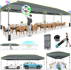 COBIZI 10x30 Pop Up Canopy Tent with Air Vent EZ Pop Up Party 10x30 Canopy Tent Waterproof and UPF50+,Outdoor Canopy Tent for Parties Wedding Events,with Roller Bag, Sandbags(Gray