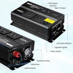 1000W Inverter for Car Power Inverters,12v DC to 110v AC Converter with 3.0 A USB Type-C Outlets, 12 Volt Inverter Car Cigarette Lighter Battery Inverter for Vehicles