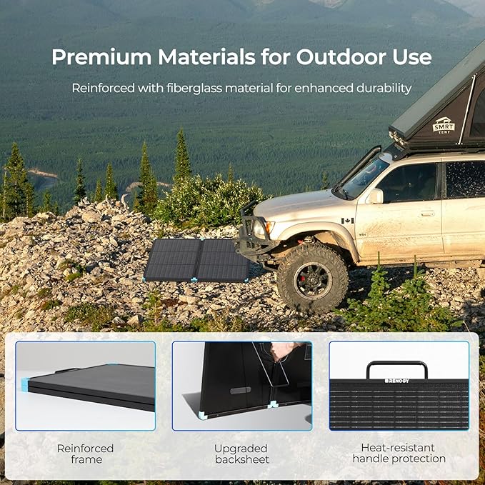 Renogy 100W Portable Solar Panel Suitcase, 25% High Efficiency N-Type Foldable Solar Charger for Power Station, Durable for Decades, 19% Lighter with Kickstands, for RV Camping Off-Grid Blackouts