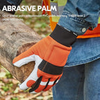Vgo... 1Pair Chainsaw Gloves, 12-Layer Chainsaw Protection on Left Hand Back,Goat leather Work Gloves, Mechanic Gloves