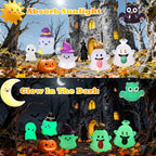 Mini Halloween Figurines 30 PCS, Luminous Halloween Miniatures Bulk for Decor, Mini Resin Animals Variety Pack to Hide, Pumpkin Ghost Owl for Party Favors Bag Fillers Garden Decor, Gifts