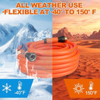 YOTOO Heavy Duty Hybrid Garden Water Hose 5/8-Inch by 50-Feet 150 PSI Kink Resistant, Flexible with Swivel Grip Handle and 3/4" GHT Solid Brass Fittings, Orange
