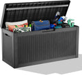 60 Gallon Deck Box,Resin Outdoor Storage Box with Lockable for Patio Furniture, Pool Accessories, Garden Tools, Waterproof Outside Storage Box, Black Pattern