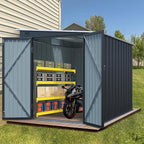 6x8 FT Lean to Shed with Lockable Double Doors, Metal Outdoor Storage Shed with Free PC Light Board for Tools, Outside Storage Shed Waterproof for Backyard, Patio, Garden