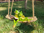 Artisan Flair Hanging Swing Frog Statues - Frog Statues for Garden Outdoors, Reading Book Frog Figurine, Resin Couple Decor for Garden, Balcony, Tree Decoration