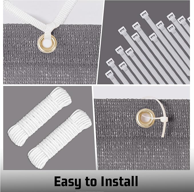 SUNNY GUARD Shade Cloth 8x10 FT Sun Screen Fabric Cover Tarp with Grommets for Pergola Backyard Garden, Dark Grey