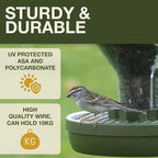SWISSINNO No Mess Bird Feeder Davos Smart Birds - No Spill Bird Feeder for Outdoor - Mice & Rat Proof - Robust & Reliable for Hanging - Dual Food Chambers - Made in EU - Green