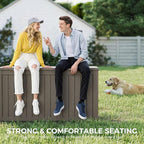 150 Gallon Resin Deck Box, Large Indoor and Outdoor Storage Box, Weatherproof and UV Resistant Outdoor Storage Box with Built-in Steel Beams for Patio, Cushions, Pool Supplies