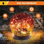 Solar Globe Lights Outdoor Waterproof-Solar Balls-Solar Garden Lights-Orbs for Outside 4 Pack Cracked Glass Ball for Lawn Patio Yard Backyard Decorations
