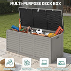 130 Gallon Outdoor Storage Box Lockable Deck Boxe Outdoor Waterproof for Patio Package Delivery Weather-Resistant & Easy Assembled (Gray)