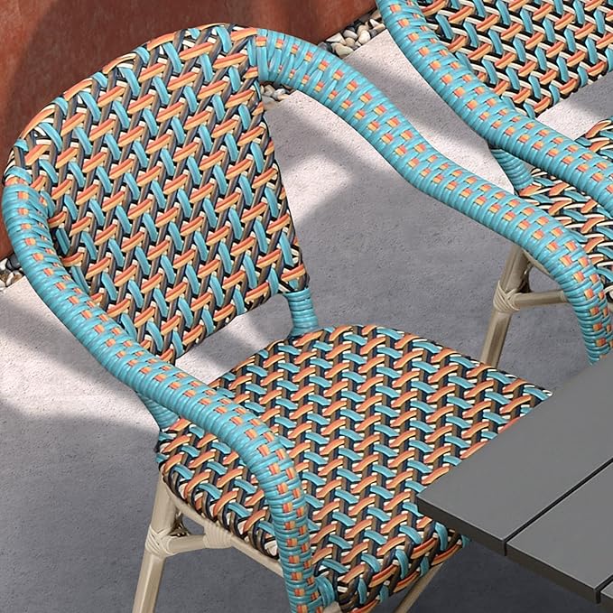 PURPLE LEAF 9 Pieces Outdoor Table and Chair Set Patio Furniture Set with Large Rectangular Table and 10 French Dining Chairs for Poolside Deck Colorful Patio Dining Set