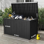 Mars Villa 180 Gallon Outdoor Storage Box, Large Waterproof Resin Deck Box for Patio Furniture Cushions, Pool Supplies, Gardening Tools, Lockable Storage Container, Weatherproof, UV Resistant, Black