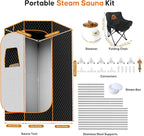 Portable Sauna for Home, Extra Large Sauna Box, Thickened 600D Thermal Sauna Tent, 3L 1500W Steamer, 9 Levels Heat, 99 Mins Timer, 450LBS Folding Chair, Black
