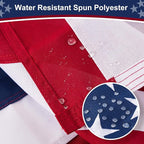 American Flag 5x8 ft Heavy Duty TearProof Series, All Weather High Wind US Flag, Premium Spun Polyester with Embroidered Stars, Sewn Stripes, Brass Grommets for Outdoor Use