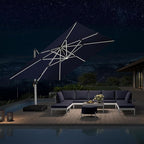PURPLE LEAF 12 Ft Double Top Patio Cantilever Umbrella Outdoor Solar Powered LED Square Offset Large Garden Umbrella, Navy Blue