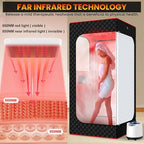Infrared Home Steam Sauna Box, Portable Personal Full Body Sauna Spa Tent at Home for Relaxation with 660nm Red Light Therapy Lamp, 3L Steamer, Folding Chair, 15 Levels