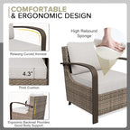 COOS BAY Aurora Terrace Outdoor Chairs with Cushions, Wicker Dining Set with Deep 4-Inch Seating, Modern Curved Armrest Porch Chairs, Set of 1, Beige/Beige