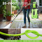 Pressure Cleaner 5000PSI Power Cleaners Powered with 33ft Pressure Hose, 4 Nozzle and Foam Cannon, powerCleaners for Home, Cars, Fences, Patio, Green