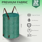 Leaf Collector Bag with Lid, Shoulder Strap, and Drawstring – Reusable Yard Garden Bag for Leaves and Lawn Trash, Perfect for Leaf Removal, Yard Clean-Up (With lid, 32 Gallon)