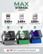 ZLCA MTG Commander Deck Box with Display Window, Deck Box Holds 100 Double-Sleeved with Dice Tray & 35pt Magnetic Card Holder（Black& Green）