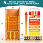 Albott Infrared Sauna 1 Person, Infrared Saunas for Home, 930W/110V Hemlock Wood Dry Sauna with Tourmaline Stone Foot Warmer, 7-Color Light Therapy & 2 Bluetooth Speakers, 27.2"x32.3"x61"
