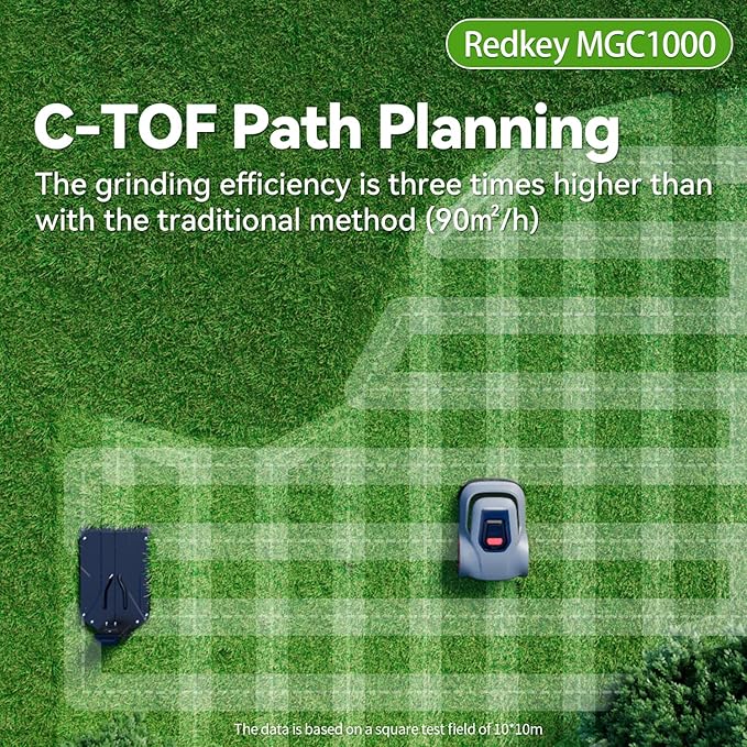 Redkey MGC1000 Robot Lawn Mower with 590ft Boundary Wires for 0.25 Acre (1/4 Acre), 45% Slope, 70Mins Runtime, Auto Recharge, Automatic Robotic Lawn Mower w/Precise Location & Breakpoint Detection