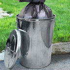 Plexon 20 Gallon Metal Trash Can with Lid Outdoor Galvanized Steel Large Garbage Can
