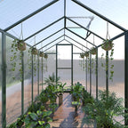 72*96in Greenhouse for Outdoors, Polycarbonate Greenhouse with Stronger Wind Protection and Roof Vent, Walk-in Large Aluminum Sunroom Winter Proof, Green