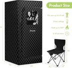 Portable Home Sauna Box for Relaxation & Detoxification with 1500W Steamer, Remote Control, Foldable Chair, Soothing Red Light, 3L Tank, Diatom Mat, 9 Levels, Foldable Design, 30.5 x 30.5 x 69.9 in