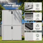 Greesum Outdoor Storage Cabinet Without Shelves, 45 cu.ft Outdoor Waterproof Storage Shed for Garden Tools, Pool Storage, Garbage Cans, White