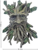 Whimsical Tree Face Garden Decoration ，Tree Faces Decor Outdoor Wallmounted Statue Art with Leaf Features, Outdoor Decor Garden Accessory (Nature and Outdoors)