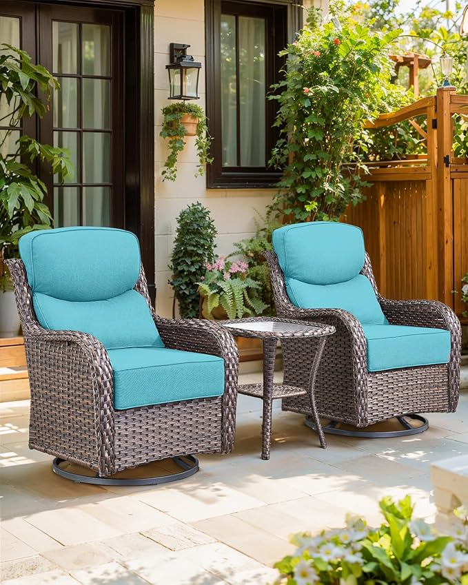 Luxury 24x24x6 Inch Smile Patio Cushions for Outdoor Furniture Set of 6 - Thick Back & Deep Seat Outside Chair Pillows for Rattan Metal Glider Loveseat Sectional Sofa - Turquoise