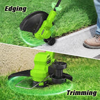SEYVUM String Trimmer, 20V 12-inch Cordless Weed Wacker with Auto Line Feed, 2 X 2.0Ah Battery Powered Lawn Edger with 8 Pcs Grass Cutter Spool Line, Fast Charger Included, Green