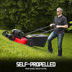 PowerSmart Self Propelled Gas Lawn Mower 22-Inch with 150cc Briggs and Stratton EX625 Engine, RWD Single-Speed 2-in-1 Mulch and Bagger, High Wheel B8622S