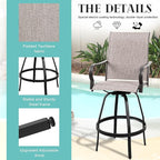 Vongrasig 6 Piece Patio Swivel Bar Chairs, All Weather Metal Textile High Swivel Bar Stools Chairs, Outdoor High Top Bistro Set for Backyard, Lawn Garden, Balcony, Taupe