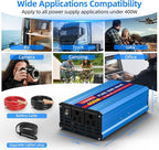 400W Pure Sine Wave Inverter, 12V DC to 110V/120V AC Car Power Inverter with 2 AC outlets and LCD Display