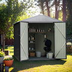 GUNJI 6 x 4 FT Shed Outdoor Storage Shed Metal Garden Shed with Lockable Door Outside Waterproof Tool Shed for Backyard, Patio, Lawn (Gray)